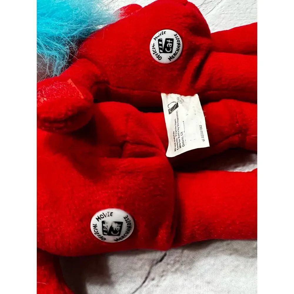 Dr. Seuss Plush LOT: Horton Thing 1 & 2 Bonus Erasers Elephant Cat in the Hat